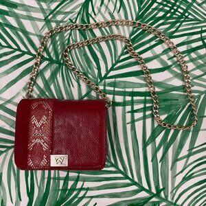 Kelly Wynne x Cicada Red Leather Python Convertible Crossbody Purse